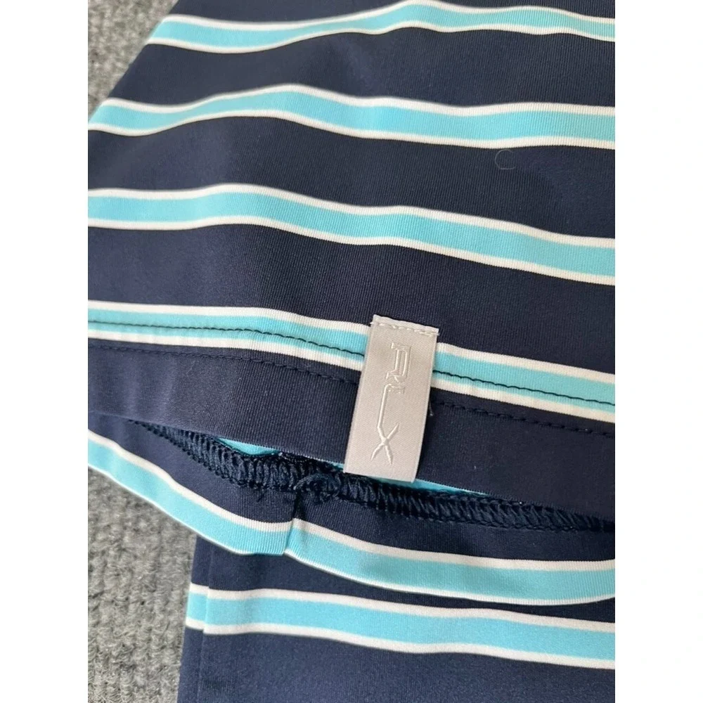 RLX  Ralph Lauren Wicking Polo‎ Shirt Mens  Blue White Striped  Size XL